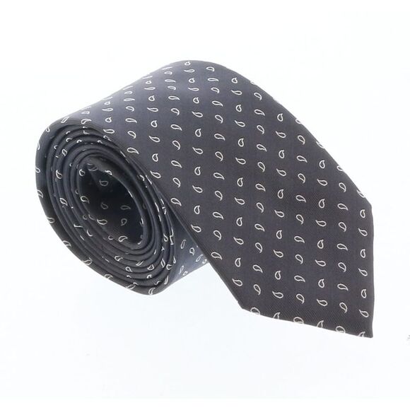 Emporio Armani Anthracite Teardrop Motif 100% Silk Mens Tie